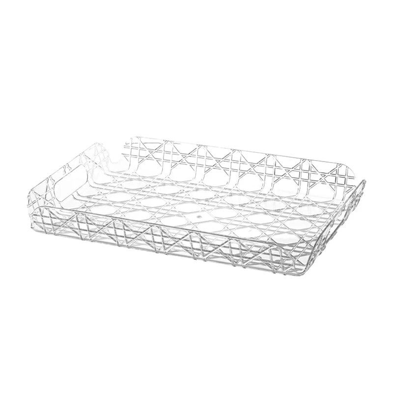 Tejesa Luxury Rattan Rectangle Storage Tray for Coffee Table & Dressing Table ,Kitchen Tea Tray Multi-Purpose Serving Tray 〔YY33〕