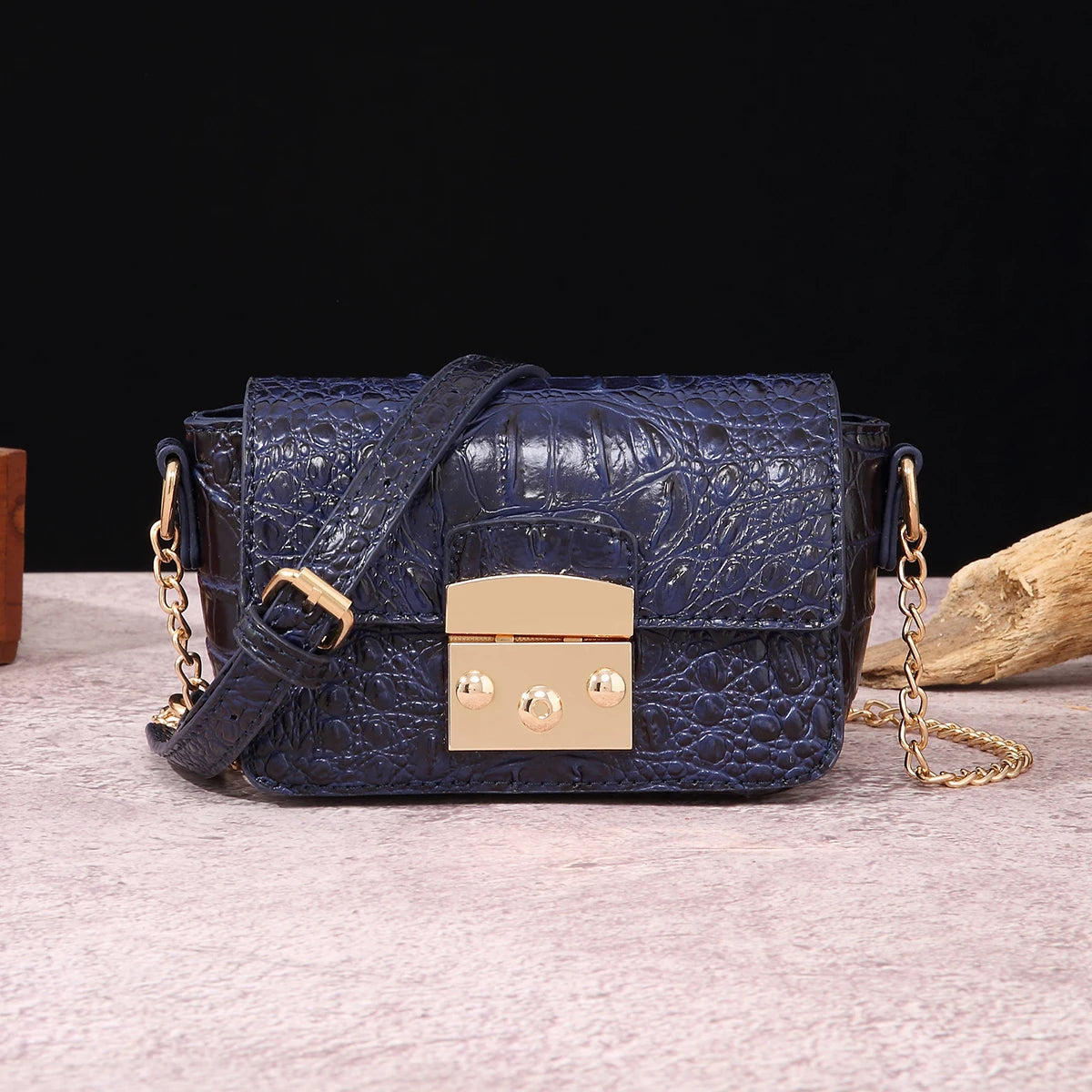 Colorful Crocodile Pattern Mini Lock Flip Phone Bag Crossbody Bag Classic
