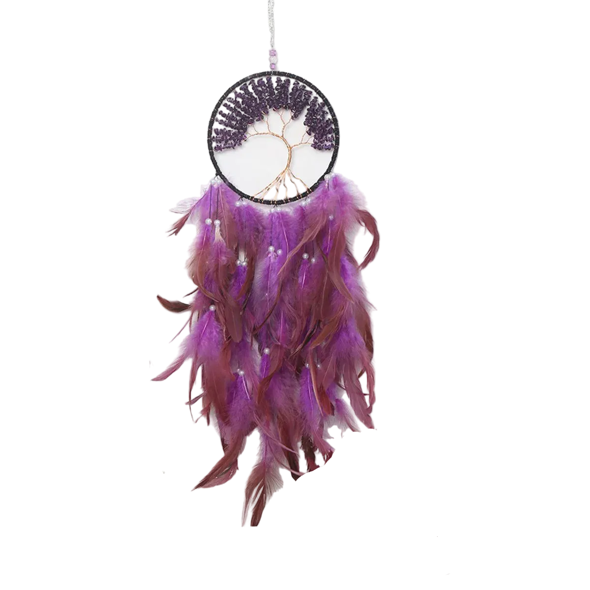 Tejesa Tree of Life Dreamcatcher with Stone Craft Decorative Room Wind Chime Hanging Home Decor Dreamcatcher