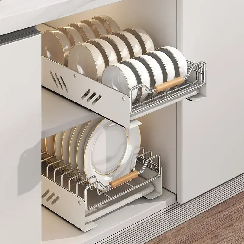 Household Stainless Steel Attached Dish Rack For Kitchen Organizer Storage Shelf Under The Sink Multi-function Drain Accessory