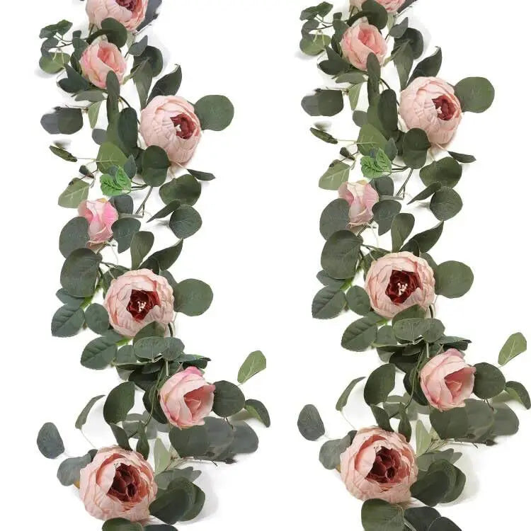 Tejesa Artificial Peony Flowers Eucalyptus Garland Floral Greenery Vines for Wedding Arch Table Wall Backdrop Party Home Decor