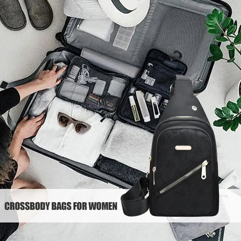 Hemasa Women's Crossbody Backpack Crossbody Bag Chest Bag Waterproof Oxford Cloth Crossbody Purse With Earphone Hole Sling Bag Daypack