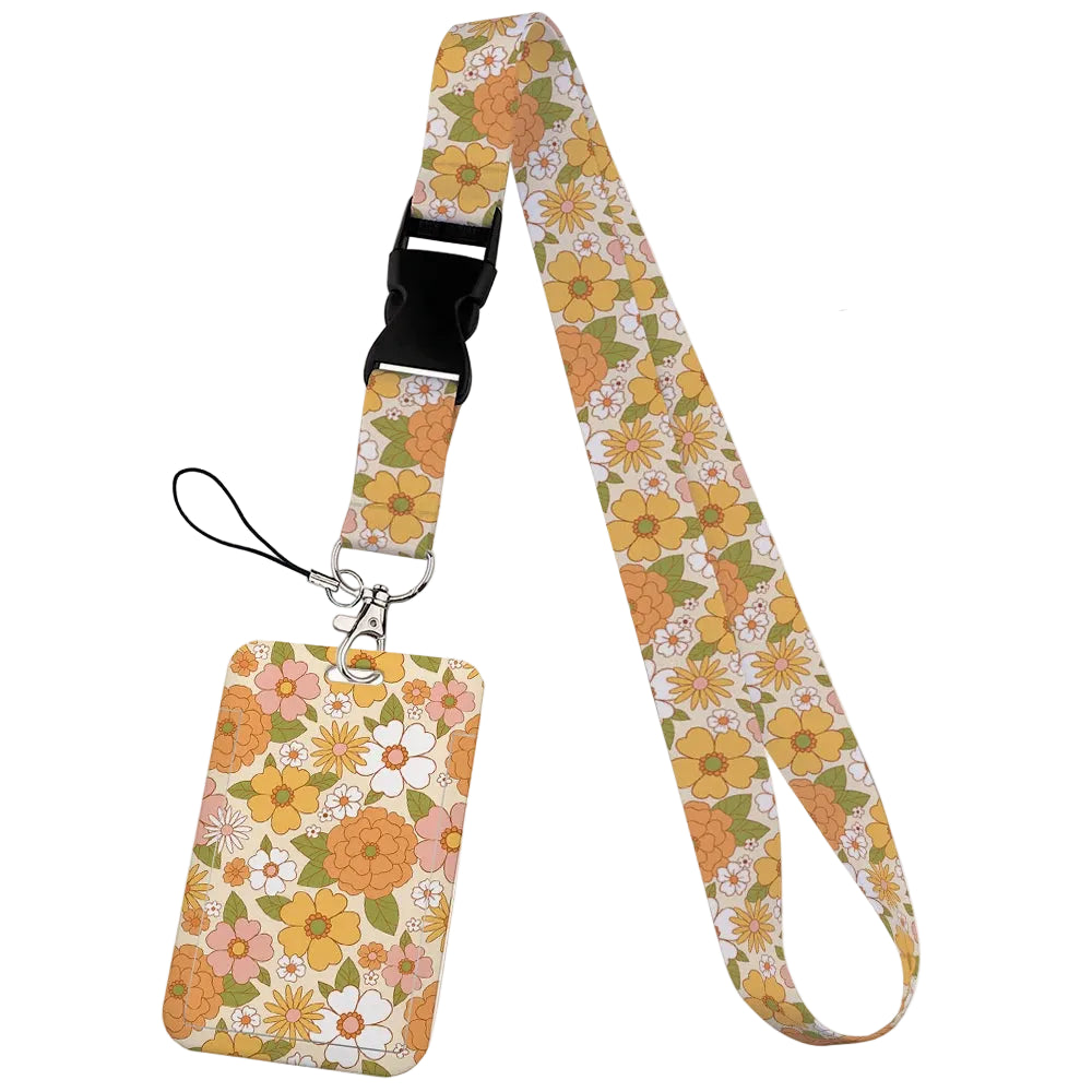 Tejesa  Flower design Lanyard Business Credit Card Holder/ Neck Strap Keychain Hang Rope ID Badge Holder