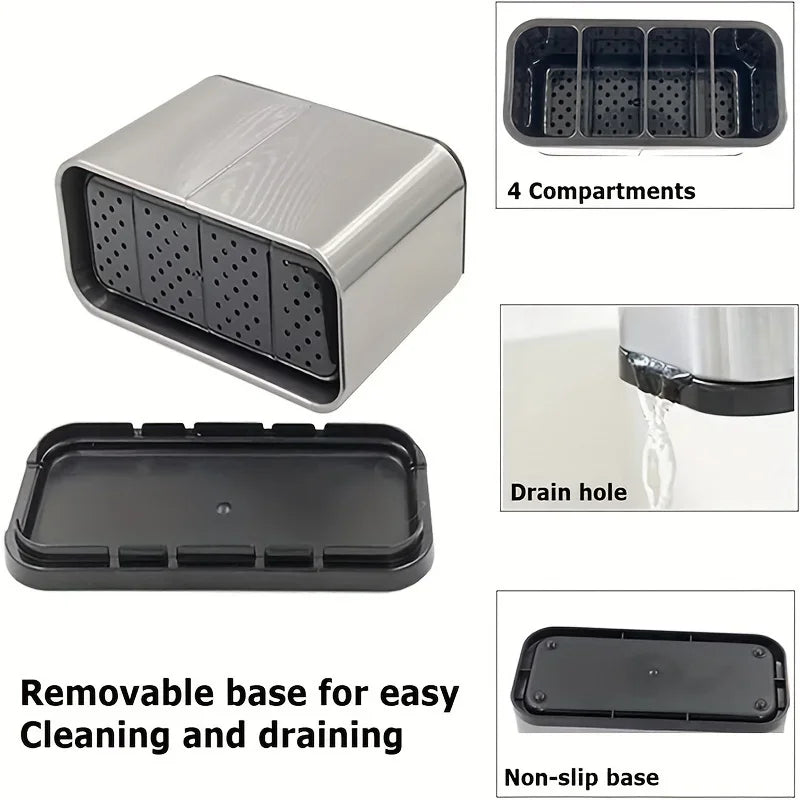 Tejesa Kitchen Cutlery Organizer Knife Stand Plastic Drain Storage Holder Spoon Fork Chopstick Kitchenware Cooking Tool Tray Shelf Box