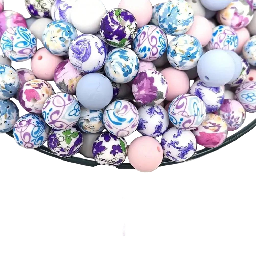 Hemasa 50PCS colorful silicone bead combination, suitable for DIY jewelry, bracelets, necklaces, keychains, bead pens and othes