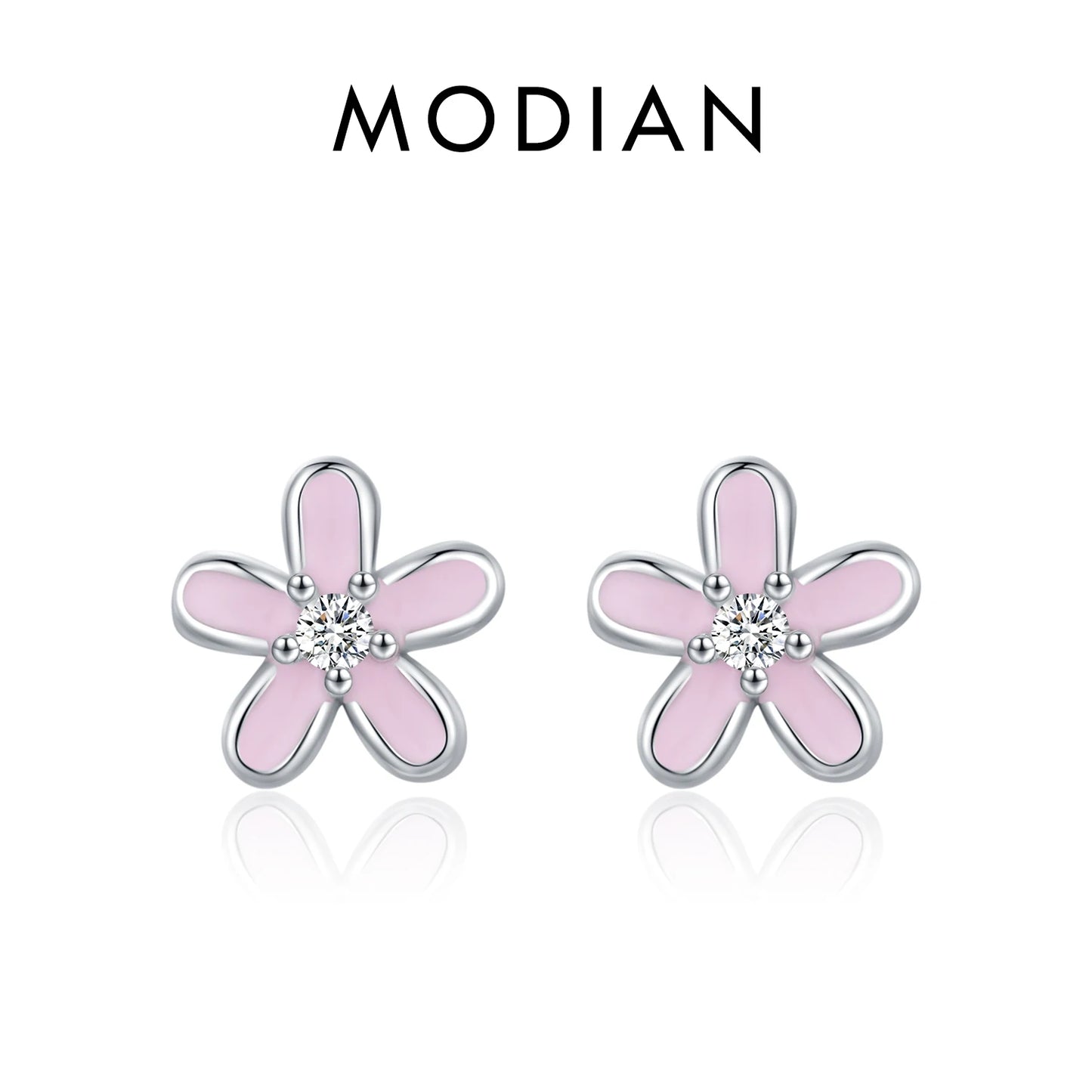 MODIAN 925 Sterling Silver Elegant Simple Cute Colorful Enamel Small Flower Stud Earrings For Women Fine Jewelry