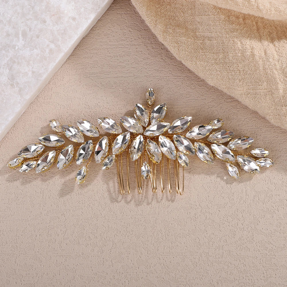 Hemasa  Rhinestone Bridal Hair Comb /Red Blue Headpiece for Women