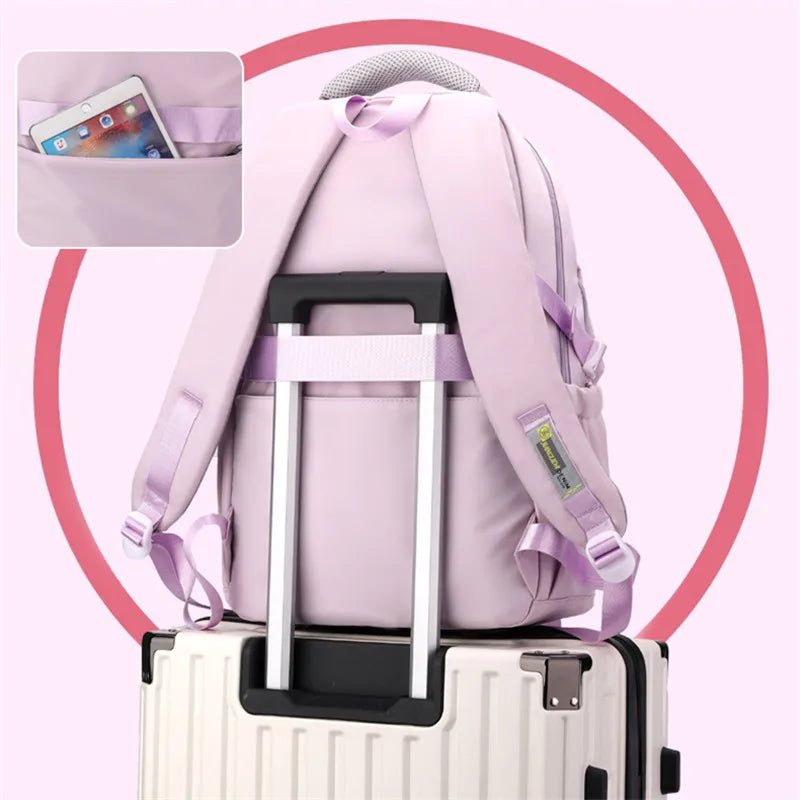 Hemasa Middle School Student School Bag With Purse For Teenager Children Pink Schoolbag Primary High Bagpack Teens Child Kids Backpacks