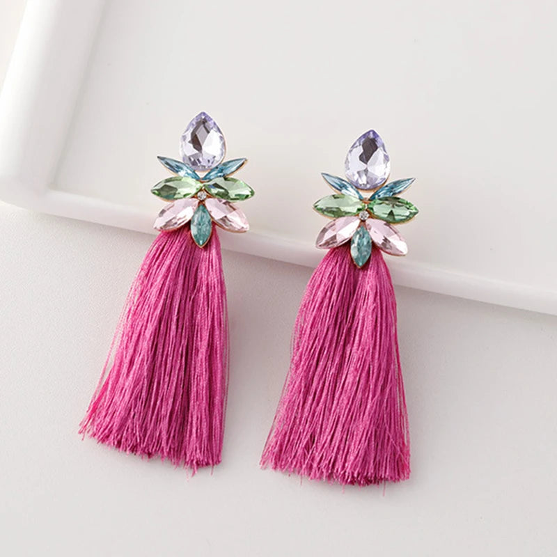 Multi Color Tassel Post Earrings For Women Statement Fashion Jewelry Trendy Boho New Styles Wholesales Holiday Accessories MQ410