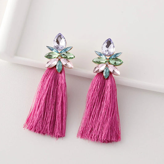 Multi Color Tassel Post Earrings For Women Statement Fashion Jewelry Trendy Boho New Styles Wholesales Holiday Accessories MQ410