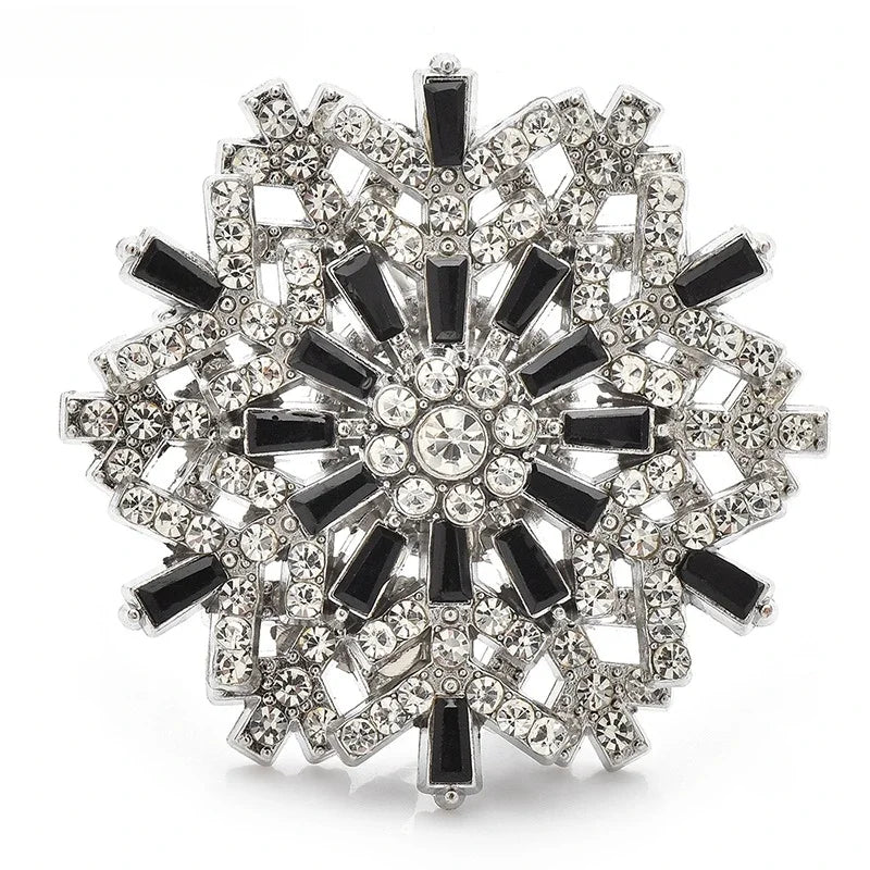 Exaggerated Rotatable Christmas Snowflake Brooches Pins for Women Unisex 6-color Winter Flowers New Year Party Brooch Gifts