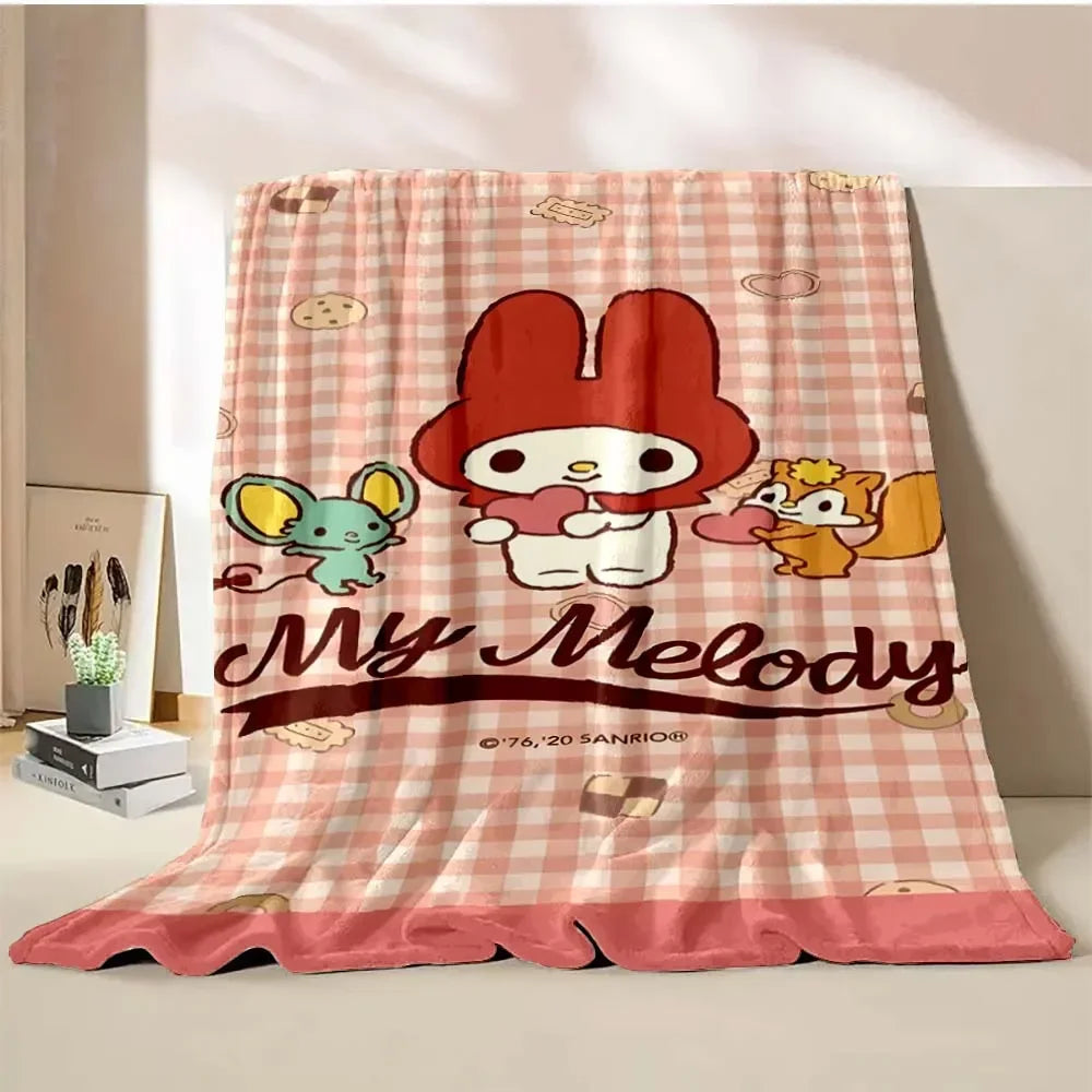 My Melody Flannel Blanket Sanrio Soft Fluffy Quilt Thicken Plush Nap Blanket Cartoon My Melody Sofa Blanket Child Adult Gift