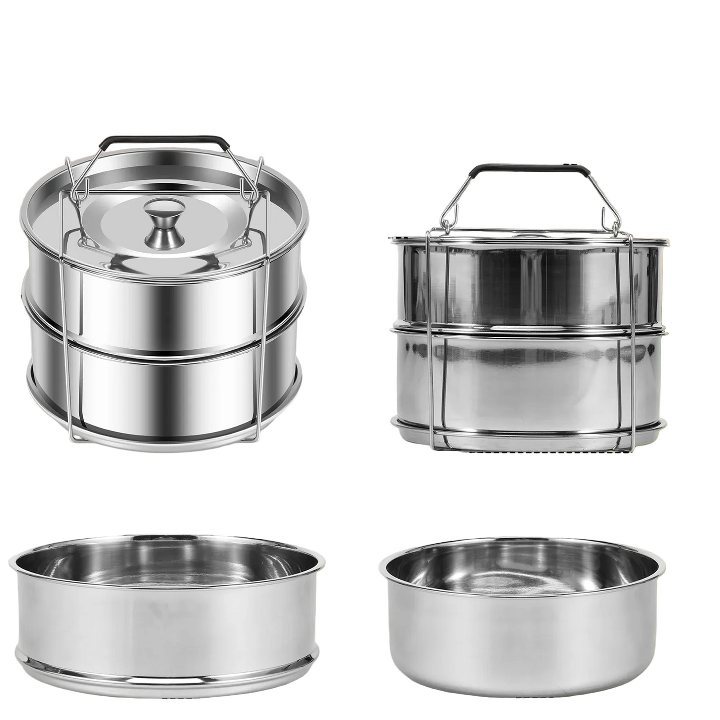 Tejesa 2/1 Tier Flan Pan Mold Breakfast Steamer Cake Baking Flan Pot for Chocolate Cupcake Pudding Large Capacity Lunch Box Dough Bowl