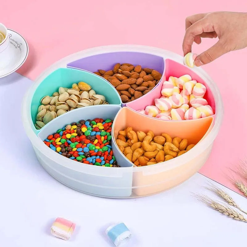 Tejesa Multi-function Food Storage Tray with Lid Food Containers Tray To Keep for Nuts and Candy Dried Fruit Snack Plate Serving Platte