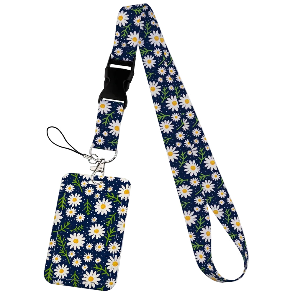 Tejesa  Flower design Lanyard Business Credit Card Holder/ Neck Strap Keychain Hang Rope ID Badge Holder