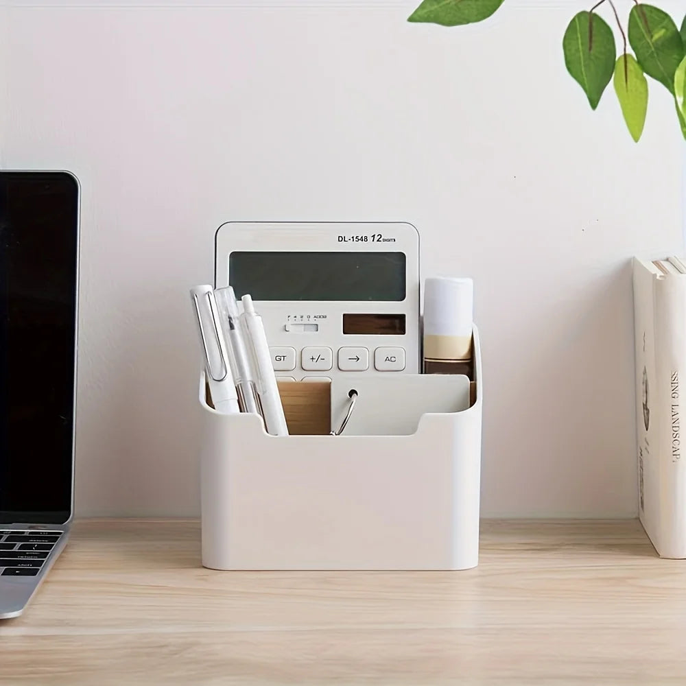 TV Remote Holder, Remote Control Holder Desk Storage Organizer Box, Remote Control Holder Caddy with 2 Compartments Container