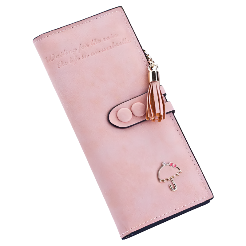 Hemasa Women Wallet Lady Clutch Leather Frosted Tassel Female Wallets Long Length Card Holder