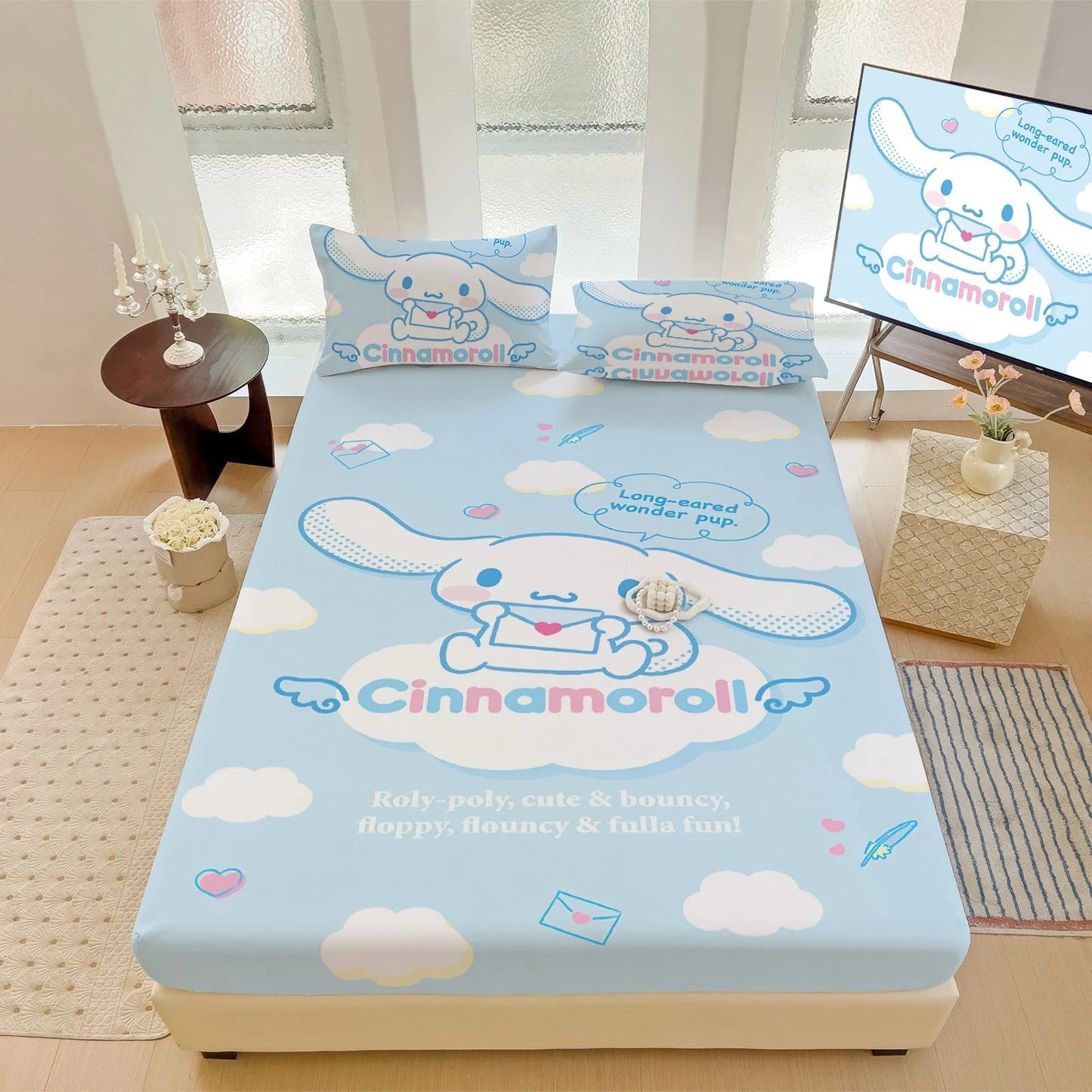 Hemasa  Bed Mattress Cover Cute Cartoon Painted Bed Linen Fitted Sheet For Kids Adult Single Double Size