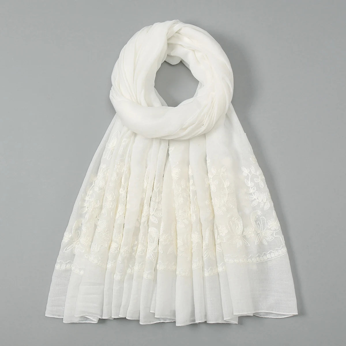 Plain Flower Embroidery Hijab Scarf Viscose Muslim Hijab Shawls Women Soft Long Towel Wraps Elegant Casual Heabscarf Turban