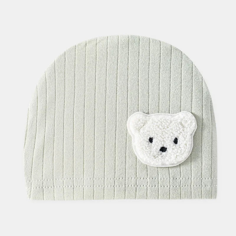 Tejesa 3Pcs Soft Infant Beanies Caps/ Baby Hats /Cartoon Bear Boneless Muslin Hat