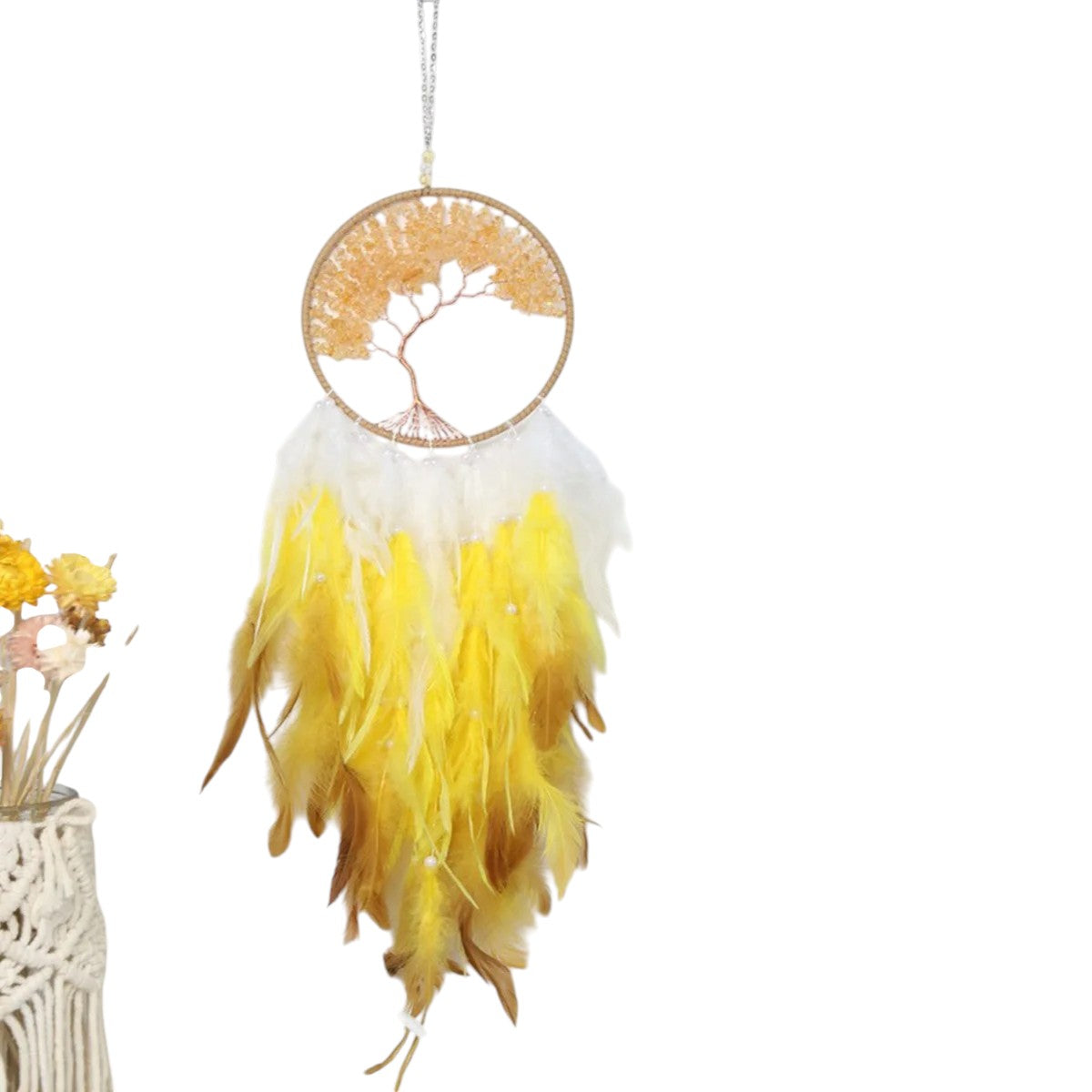 Tejesa Tree of Life Dreamcatcher with Stone Craft Decorative Room Wind Chime Hanging Home Decor Dreamcatcher