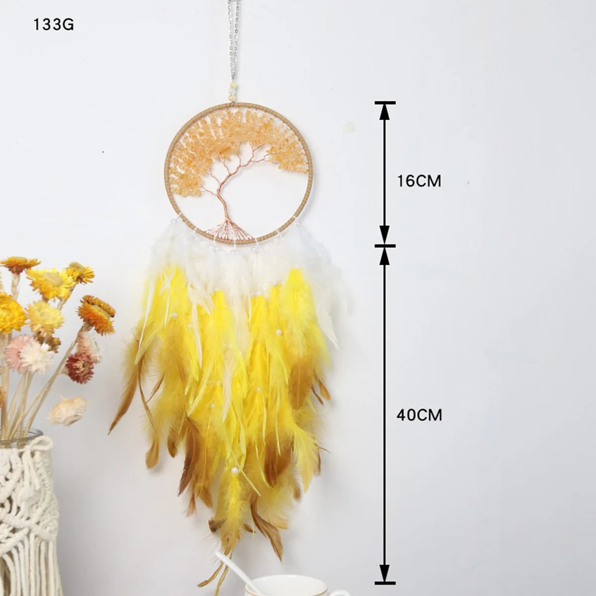 Tejesa Tree of Life Dreamcatcher with Stone Craft Decorative Room Wind Chime Hanging Home Decor Dreamcatcher