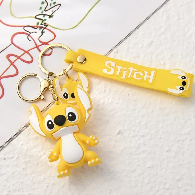 Disney Creative Cartoon 3D Silicone Stitch Pendant Keychain for Women Men Teens Backpack Bag Car Keys Accessories Gifts for Fans