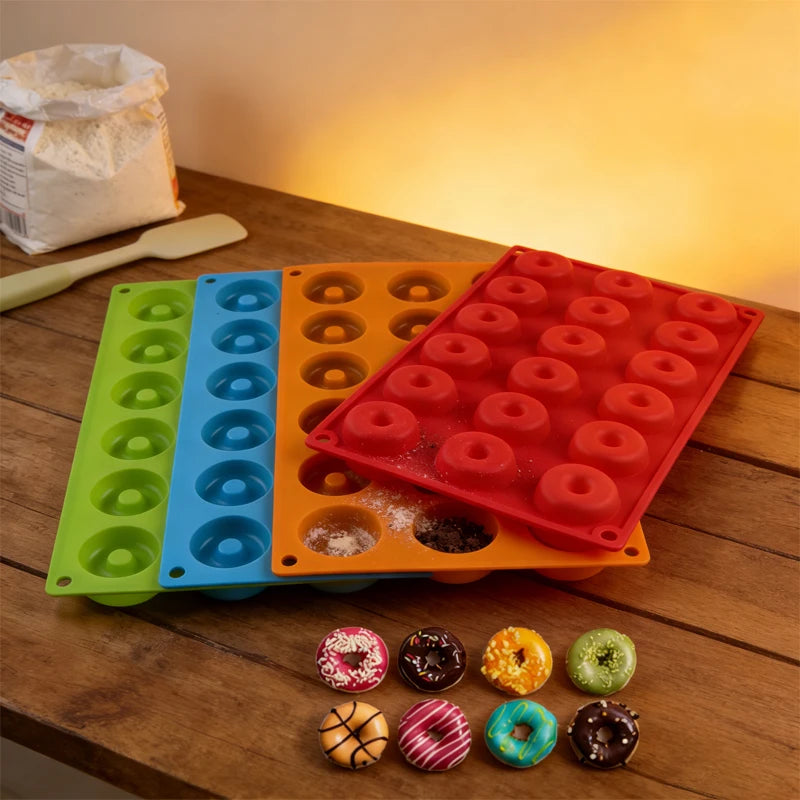 Tejesa Mini Silicone Donut Maker 18 Cavity Non-Stick Chocolate Donut Mold/ Baking Pan Donut Dessert Baking Tray /Bread Pastry Cake Tools