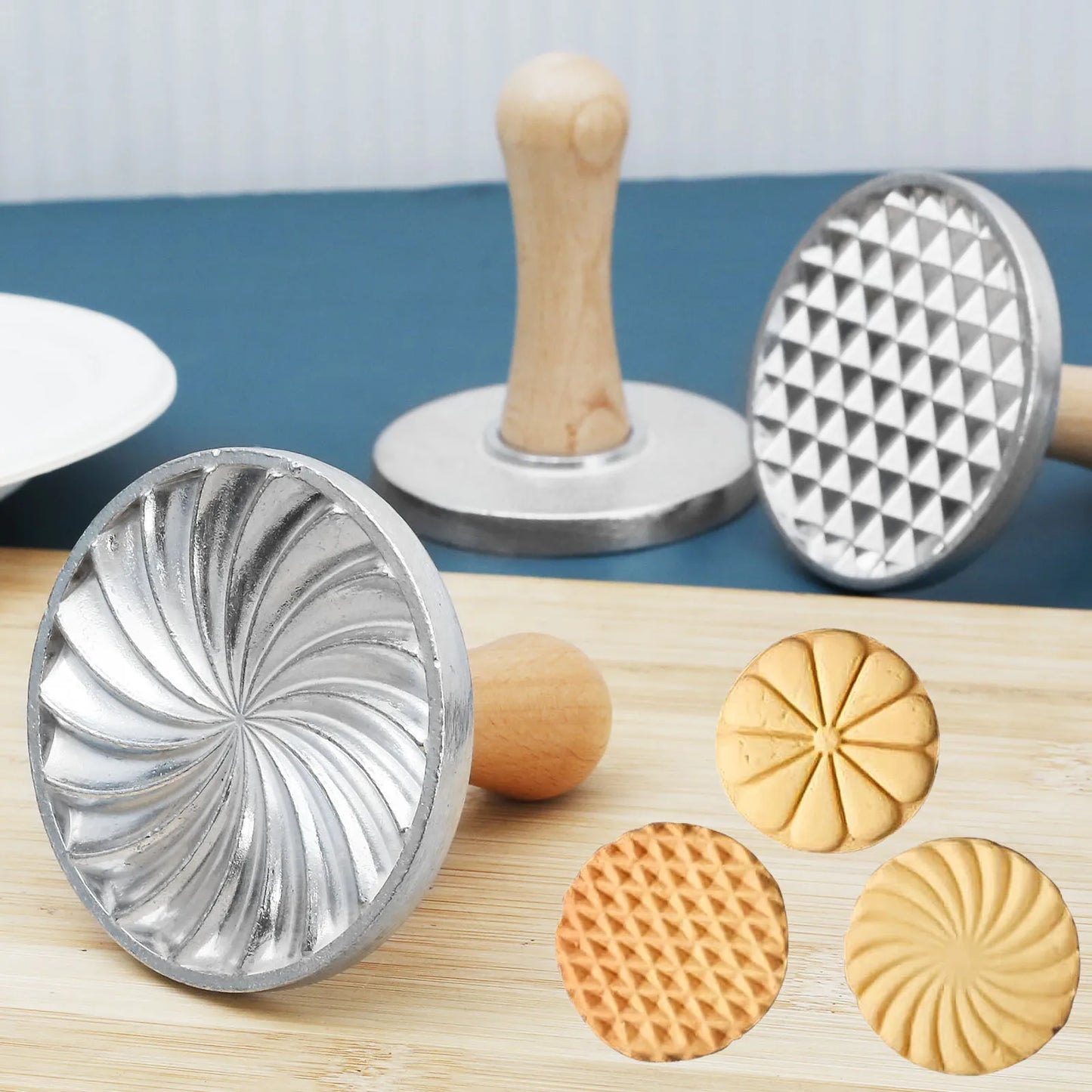 Tejesa 3pcs Cookie Press Mold DIY Baking Cake Make Cookie Stamps for Home Kitchen Cooking Cookie Cutter Dessert Pastry Model Press Tool