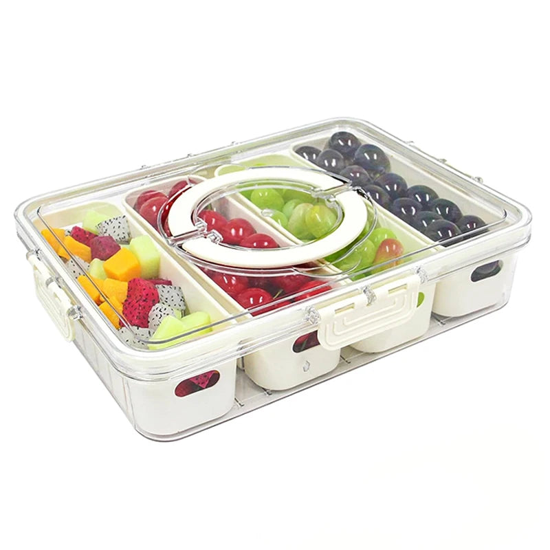 Tejesa 1/2pcs household storage box portable snack fruit box fresh-keeping box spice box cover 8 /4 compartment kitchen.