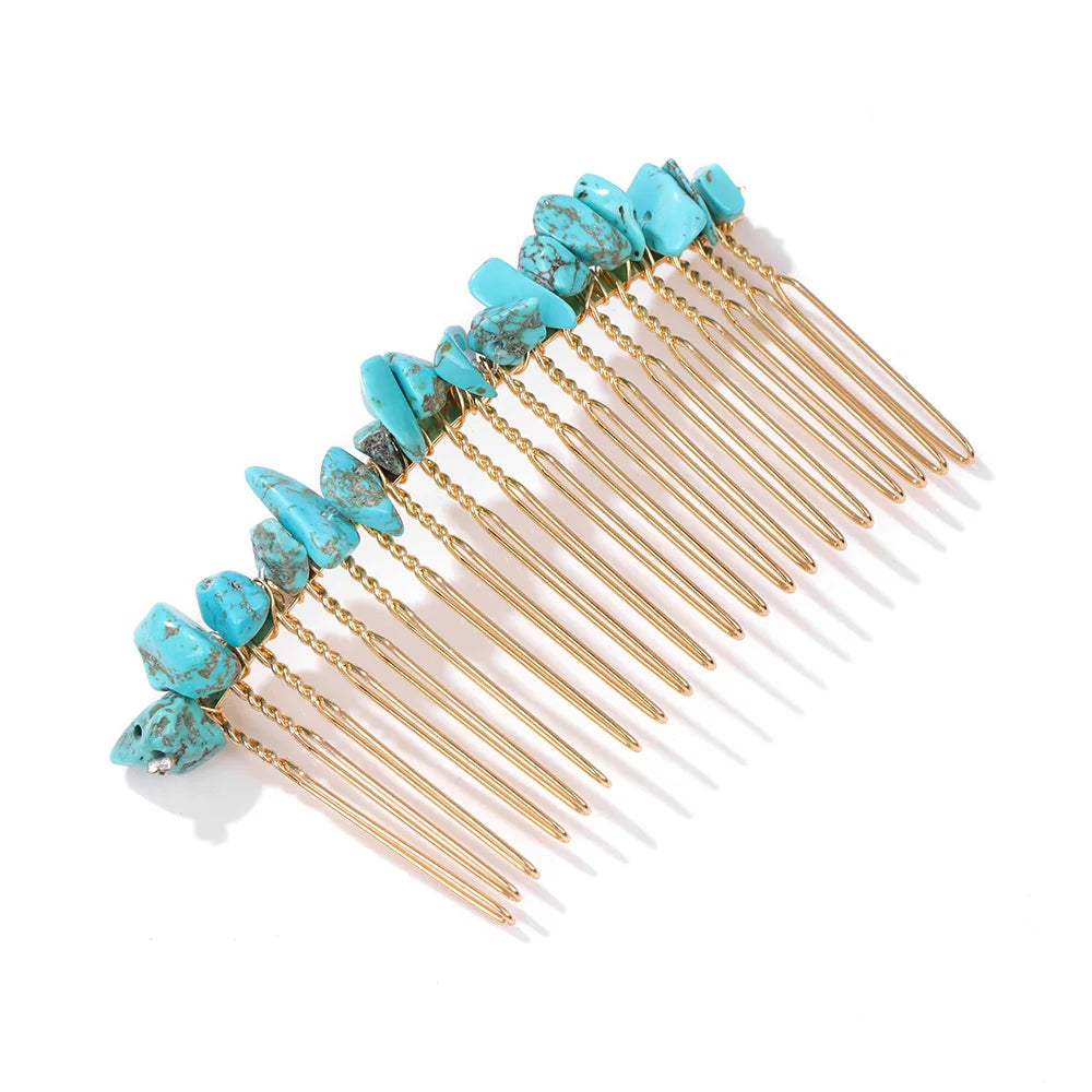 Hemasa Crystal Hair Combs Hair Accessories Natural Quartzs Stone Hair Clips Healing Reiki Hairpin Wedding Bridal Headwear Jewelry