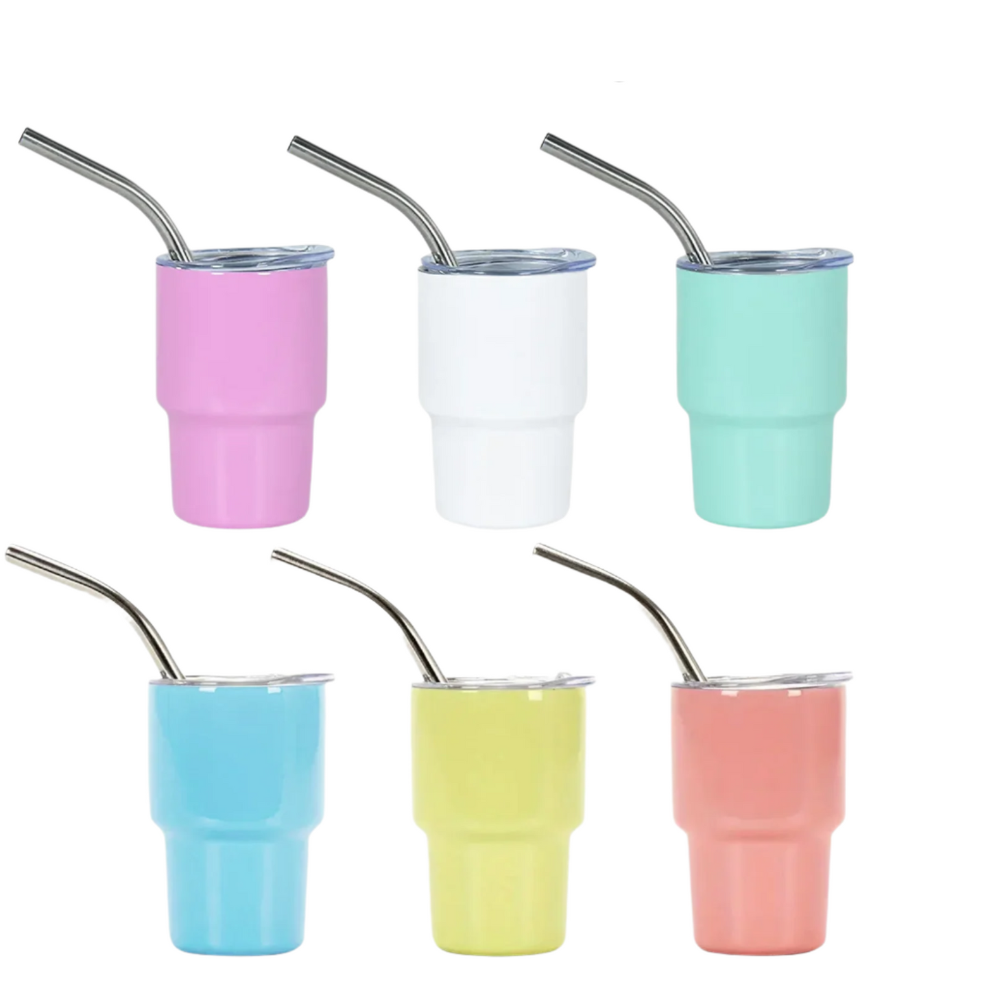 Hemasa 6pcs/Set Mini Tumbler Shot Glass 3oz Tumbler Shot Glasses With Lid And Straw Double Wall Vacuum Sealed Stainless Steel Tumbler
