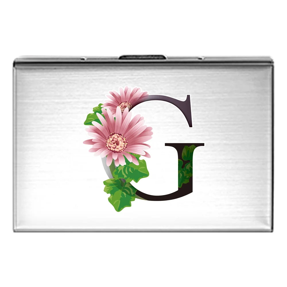Card Holder RFID Blocking Aluminum Metal Slim Wallet Anti-scan Credit Card Holder Thin Case Small Wallet Flower Color Series