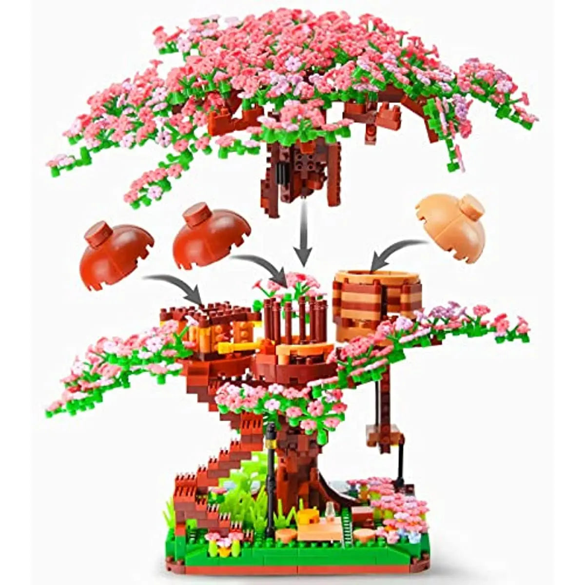Cherry Blossom Treehouse Bonsai Tree Building Blocks Set Sakura Botanical Collection Building Set for Adults  Teens Home Decor
