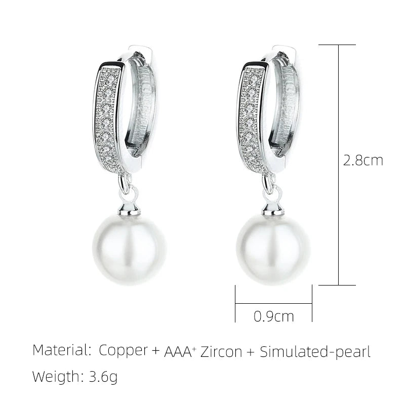 New Fashion Simulated Pearl Women's Earrings Korean Style Simple Micro-set Zircon Girl Drop Earrings Female Jewelry Accessories