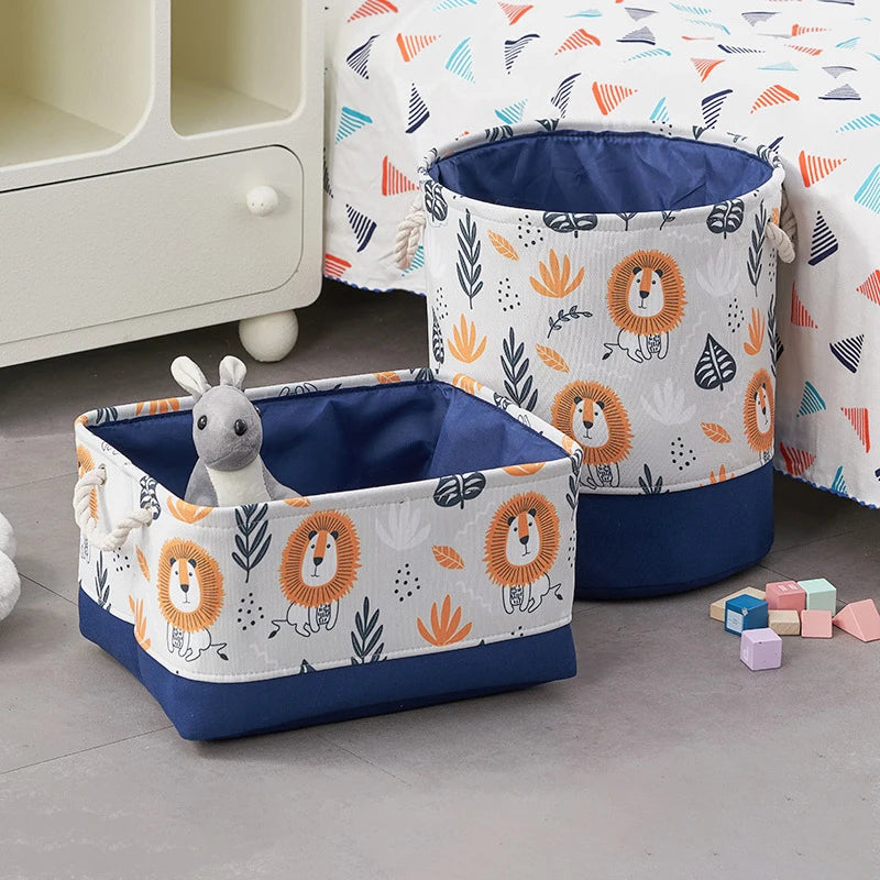 Tejesa Canvas Folding Storage Basket /Cartoon Print Storage Fabric Wardrobe Bedroom Closet Toys Laundry Basket