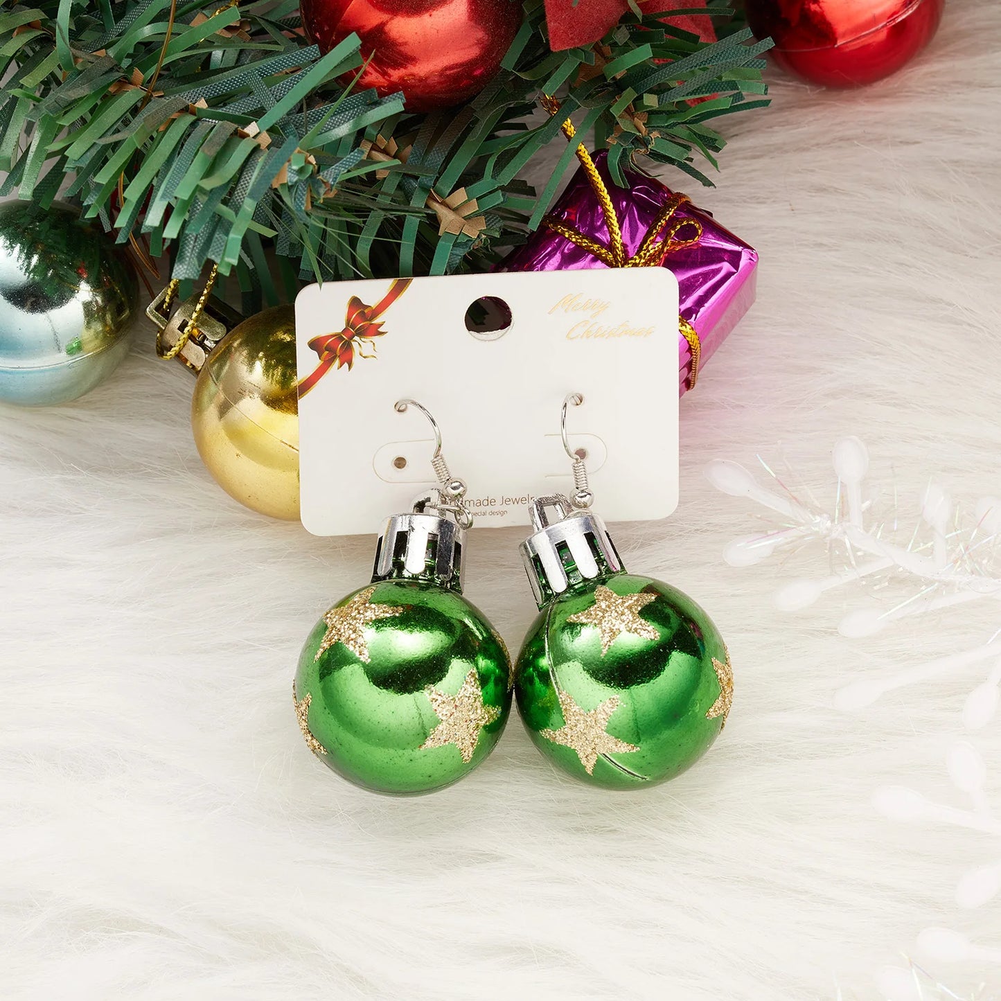 Merry Christmas Colorful Light Bulb Ball Shaped Drop Earrings for Women Luxury Creative Earrings Girl New Year Party Jewelry