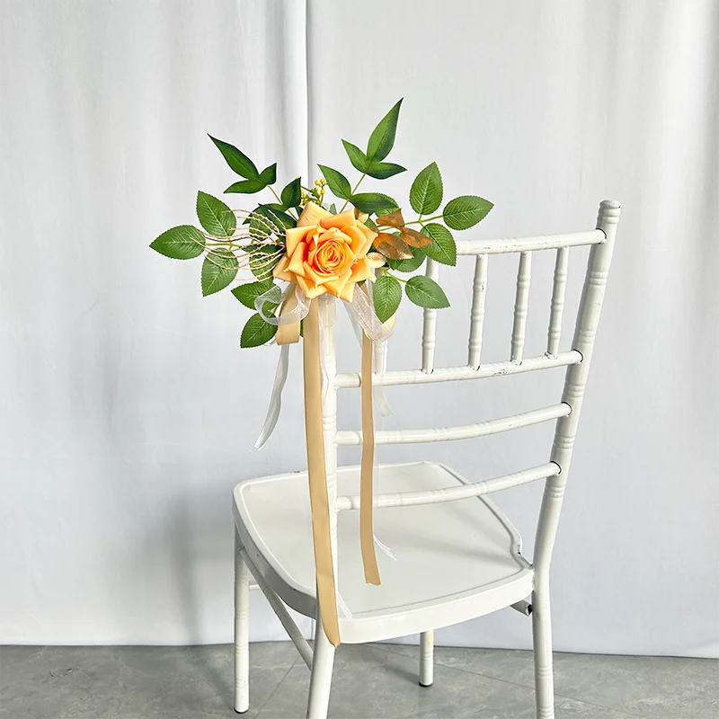 YeeNanee 8pcs Wedding Chair Decoration Flowers Artificial Rose Eucalyptus Pew Flowers for Wedding Ceremony Aisle Church Decor