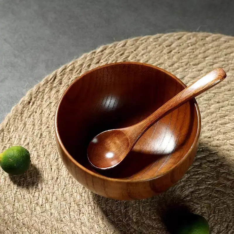 Hemasa Japanese Wooden Bowls Children Baby Adults Small Soup Bowls Solid Wood Salad Bowls