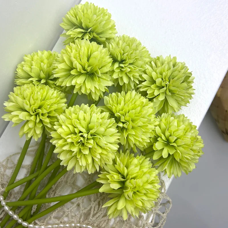 Tejesa 20pcs Artificial Chrysanthemum Ball Hydrangea with Stem Silk Mum Flower for Wedding Party Home Table Room Decoration