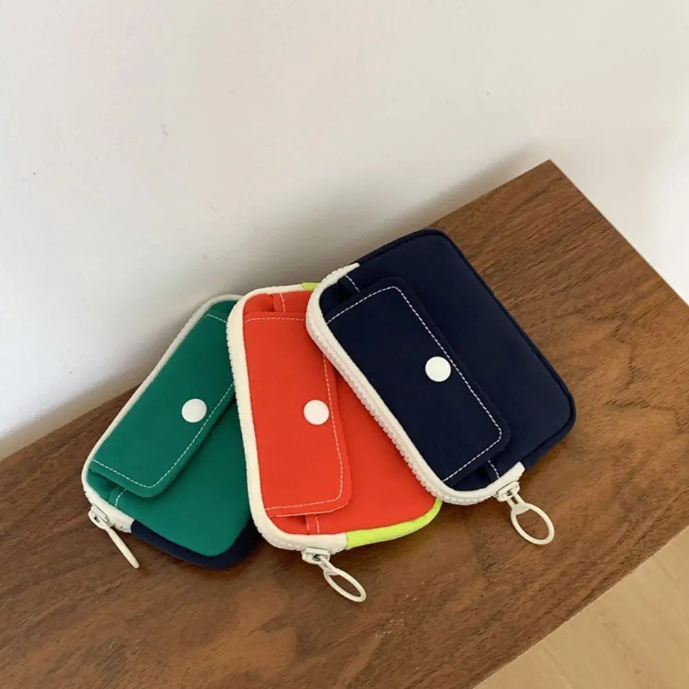Solid Color Coin Purse New Lightweight Mini Cash Wallet Canvas Storage Bag Men