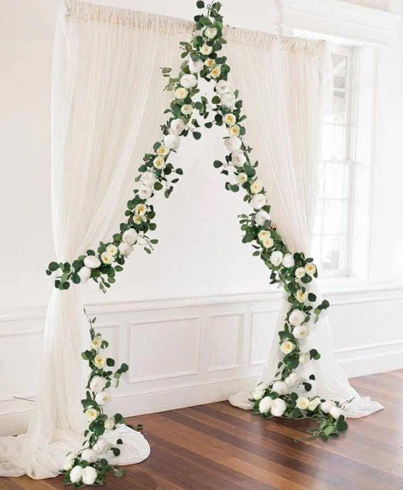 Tejesa Artificial Peony Flowers Eucalyptus Garland Floral Greenery Vines for Wedding Arch Table Wall Backdrop Party Home Decor