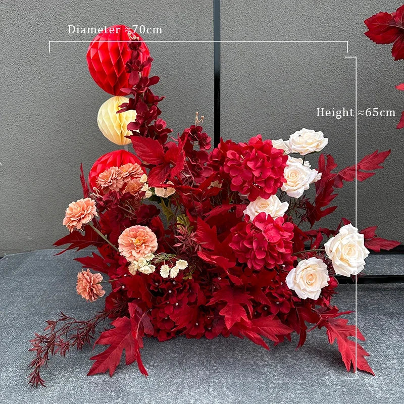 Romantic Purple Rose Hydrangea Aisle Floor Flower Wedding Backdrop Arch Decor Hang Floral Row Table Centerpieces Ball Party Prop