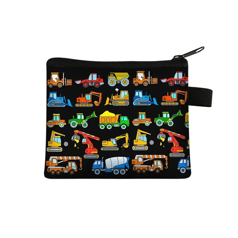 Tejesa Cartoon Coin Purse Keychain Zipper Pouch Kids Wallet Coin Bag Cute Excavator Purses and Handbags Small bag