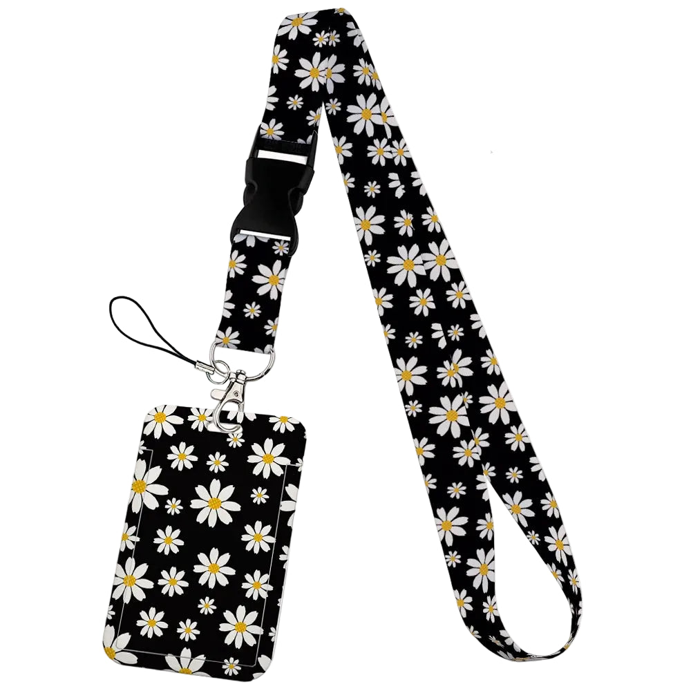 Tejesa  Flower design Lanyard Business Credit Card Holder/ Neck Strap Keychain Hang Rope ID Badge Holder