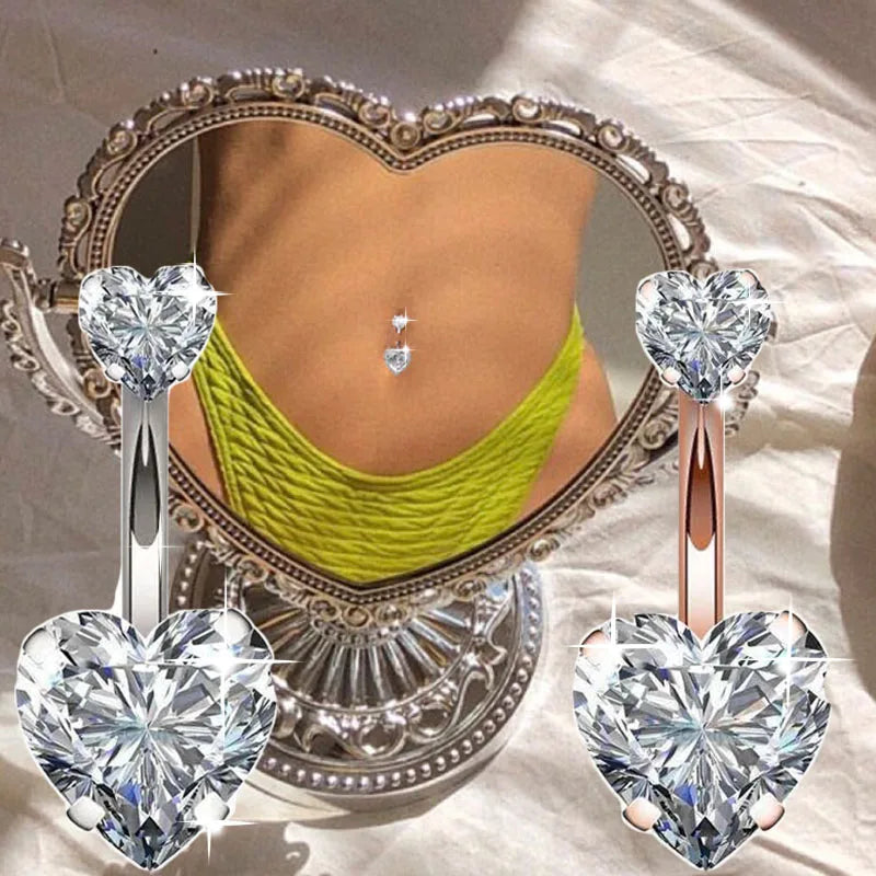 1PC Steel Belly Button Rings Crystal Piercing Navel Heart Style Navel Piercing Earring Belly Piercing Sexy Body Jewelry Ombligo