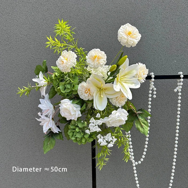 Romantic Purple Rose Hydrangea Aisle Floor Flower Wedding Backdrop Arch Decor Hang Floral Row Table Centerpieces Ball Party Prop