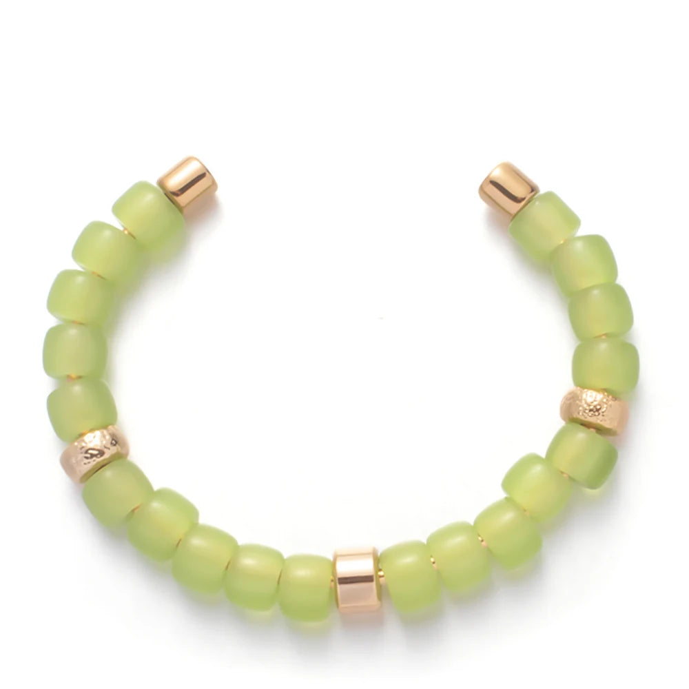 Tejesa Colorful  Natural Stone Cuff Bangle Bracelets For Women