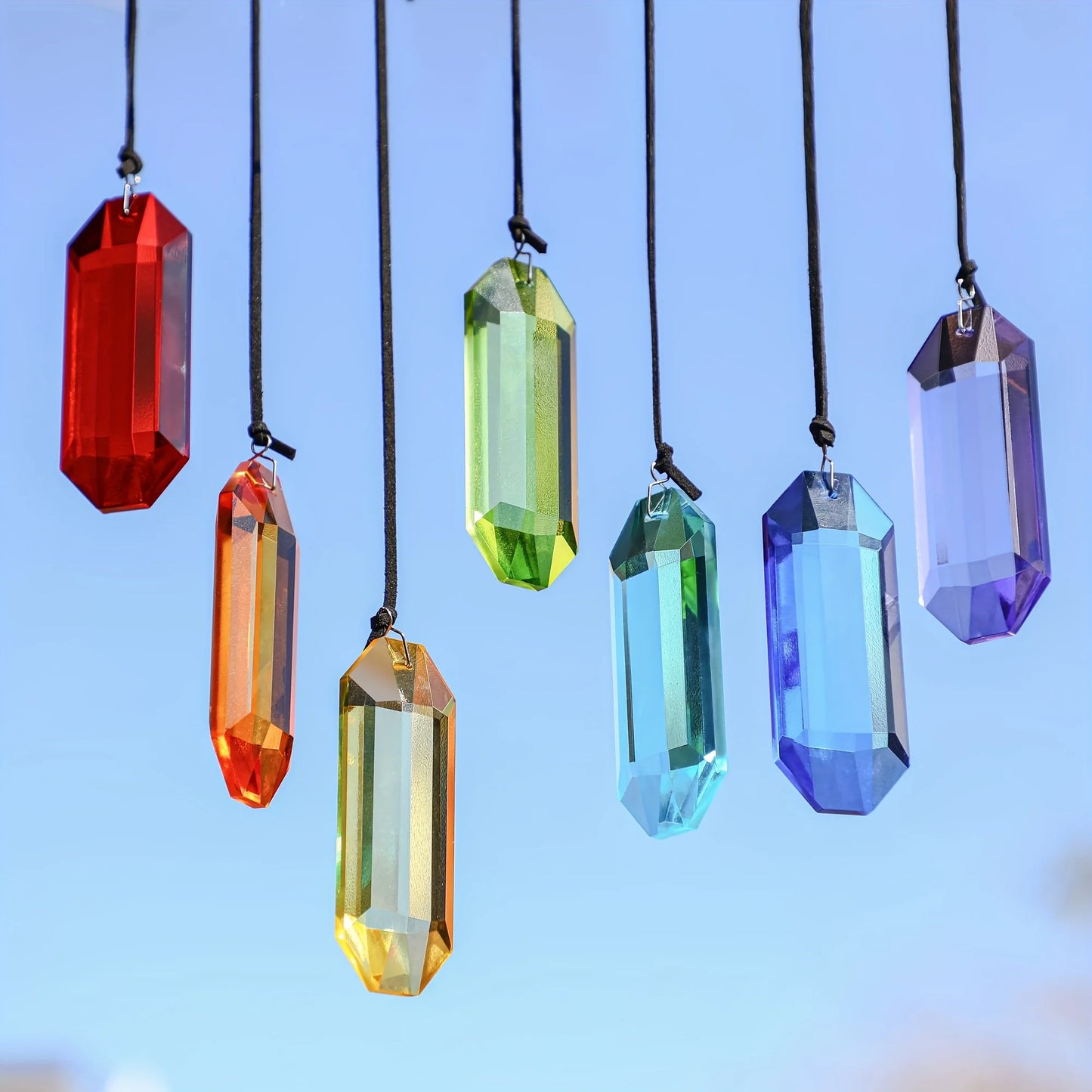 Tejesa 7pcs Crystal Suncatcher Prisms 3'' Indoor Window Hanging Ornament Rainbow Glass Prism Sun Catcher Decor for Home Garden Healing