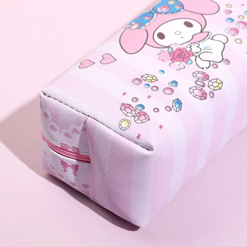 Sanrio Student Pencil Case for Girl Women Cinnamoroll Hello Kitty Kuromi Melody Storage Bag Waterproof Portable Cosmetic Bag